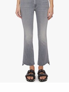 MOTHER Insider High Waist Step Fray Crop Jeans Gray | Size 26